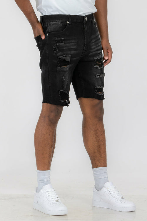 Yıkamalı Yıpratılmış Denim Şort – Vintage Sokak Stili