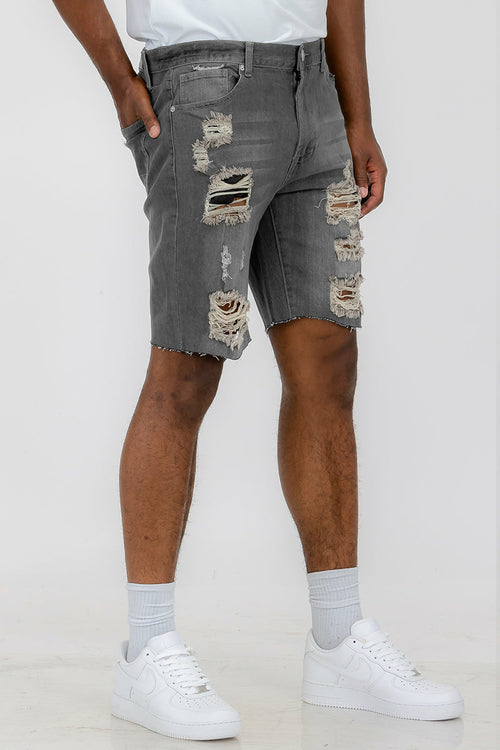 Yıkamalı Yıpratılmış Denim Şort – Vintage Sokak Stili