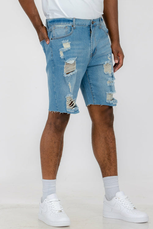 Yıkamalı Yıpratılmış Denim Şort – Vintage Sokak Stili