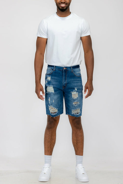 Yıkamalı Yıpratılmış Denim Şort – Vintage Sokak Stili