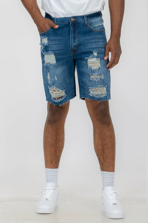 Yıkamalı Yıpratılmış Denim Şort – Vintage Sokak Stili
