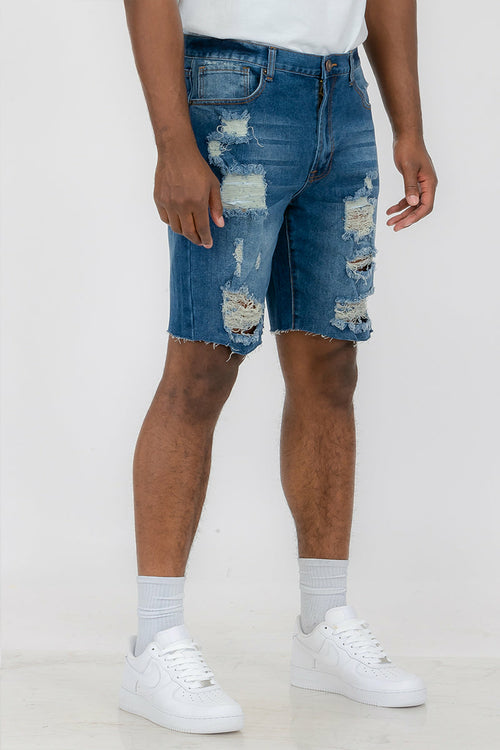 Yıkamalı Yıpratılmış Denim Şort – Vintage Sokak Stili